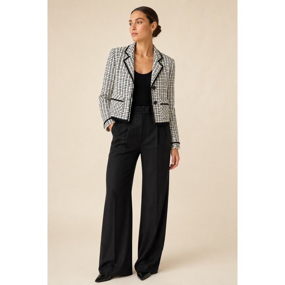 Charles Gray NWT Tweed Blazer Black White Houndstooth Jacket Sz 2 Workwear